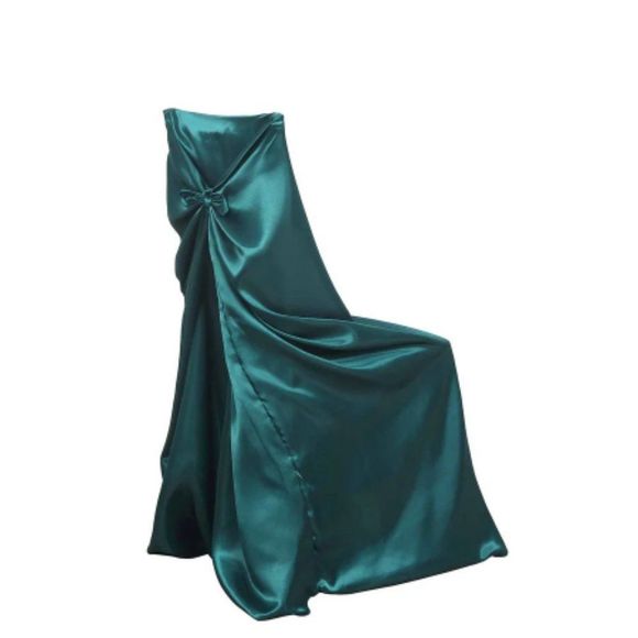 Peacock Teal Universal Satin 300 Chair Cover - Picture 3 of 3